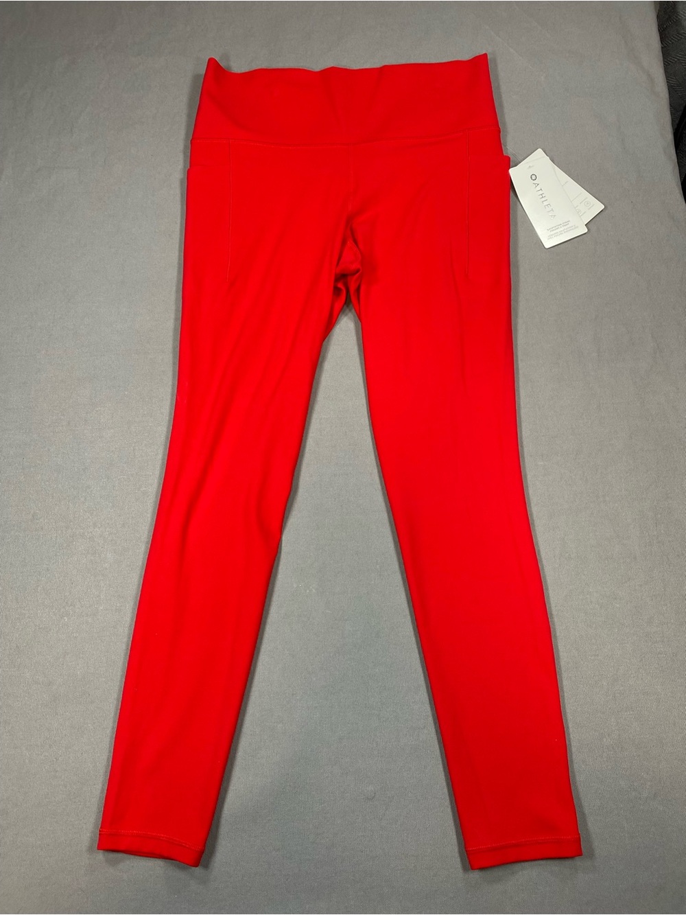 Athleta Salutation Stash Pocket II Red High-Rise Performance Leggings.